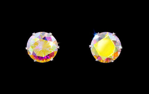 3.0 Carat CZ Silk AB Stud Earrings (#17046-391ab) Earrings - Button Rhinestone Jewelry Corporation