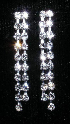 #14176 - Straight 2 Row Dangle Earring Earrings - Dangle Rhinestone Jewelry Corporation