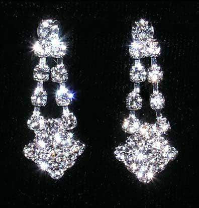 #14177 - Diamond Tips Drop Earring Earrings - Dangle Rhinestone Jewelry Corporation