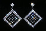 #15151 - Drop Diamond Hoop Cage Filled Earring Earrings - Dangle Rhinestone Jewelry Corporation