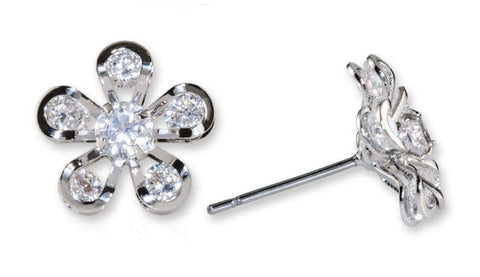 #16418 - Albert Wess Daisy Flower CZ Earrings (Temporary Sale) Earrings - Button Rhinestone Jewelry Corporation