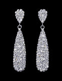 Earrings - Dangle #16482 - Rounded Rhinestone Pear Drop Earring - 2.5"