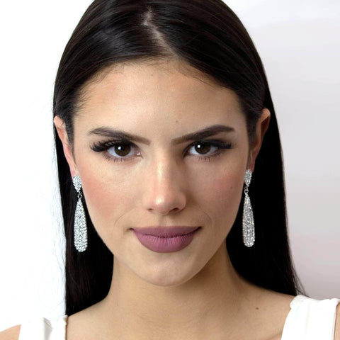 #16482 - Rounded Rhinestone Pear Drop Earring - 2.5" (Limited Supply) Earrings - Dangle Rhinestone Jewelry Corporation