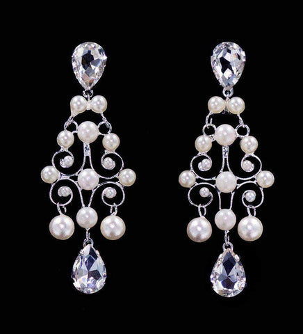 #16569 - Pearl and Rhinestone Decorative Earrings (Limited Supply) Earrings - Dangle Rhinestone Jewelry Corporation