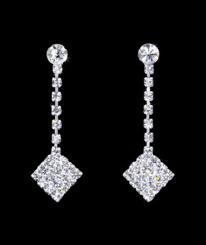 #16884 - Simple Diamond Drop Earrings - 1.25" (Limited Supply) Earrings - Dangle Rhinestone Jewelry Corporation
