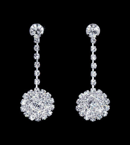 #16901 - Round Cluster Drop Earrings - 1 .25" (Limited Supply) Earrings - Dangle Rhinestone Jewelry Corporation
