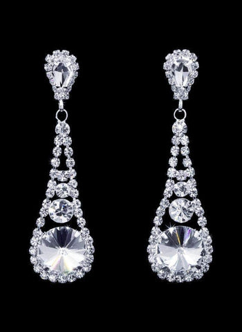 #16912 - Graduated Crystal Dangle Earrings - 2.5" Earrings - Dangle Rhinestone Jewelry Corporation