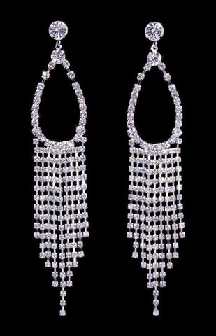 #16916 - Pear Fringe Earrings - 5" Earrings - Dangle Rhinestone Jewelry Corporation