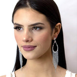 #16916 - Pear Fringe Earrings - 5" Earrings - Dangle Rhinestone Jewelry Corporation