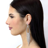 #16916 - Pear Fringe Earrings - 5" Earrings - Dangle Rhinestone Jewelry Corporation