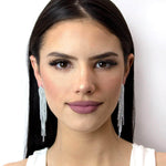 #17066 - Squid Fringe Earrings - 4" Earrings - Dangle Rhinestone Jewelry Corporation