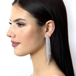#17066 - Squid Fringe Earrings - 4" Earrings - Dangle Rhinestone Jewelry Corporation