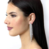 #17066 - Squid Fringe Earrings - 4" Earrings - Dangle Rhinestone Jewelry Corporation