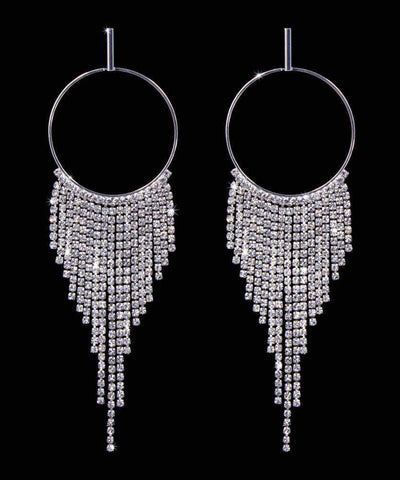 #17012 - Fringe Hoop Earrings - 5" (Limited Supply) Earrings - Hoop Rhinestone Jewelry Corporation
