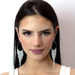 #17012 - Fringe Hoop Earrings - 5" Earrings - Hoop Rhinestone Jewelry Corporation