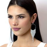 #17012 - Fringe Hoop Earrings - 5" (Limited Supply) Earrings - Hoop Rhinestone Jewelry Corporation
