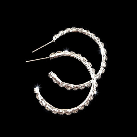 Earrings - Hoop #17234 1.25" Rhinestone Hoop Earrings (Limited Supply)