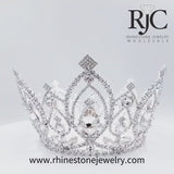 #17207 - Extreme Sparkle Full Pageant Crown with Rings - 4" Tiaras up to 4" Rhinestone Jewelry Corporation