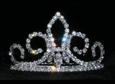 #15366 - Mini Fleur De Lis Frontal Comb Tiara Combs Rhinestone Jewelry Corporation