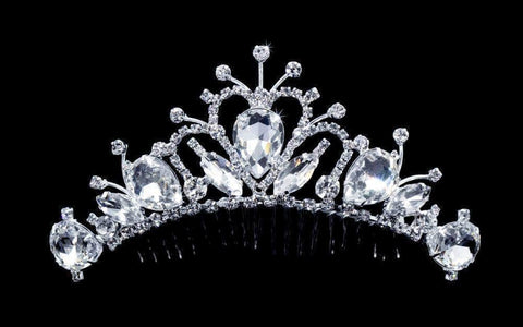 #16219 - Bursting Heart Frontal Comb Tiara Combs Rhinestone Jewelry Corporation