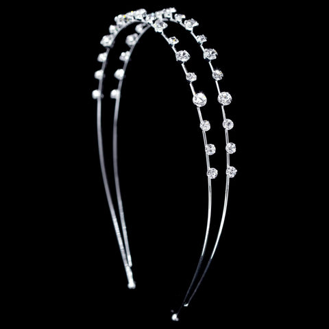 #16506 - Wire Dot Simplicity 2 Row Headband Headbands Rhinestone Jewelry Corporation