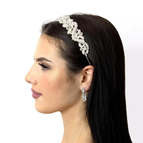 Headbands #16550 - Pearl and Rhinestone Wave Headband