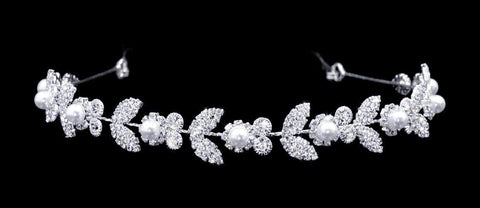 #16840 - Pearl Rosette Flexible Headband (Limited Supply) Headbands Rhinestone Jewelry Corporation