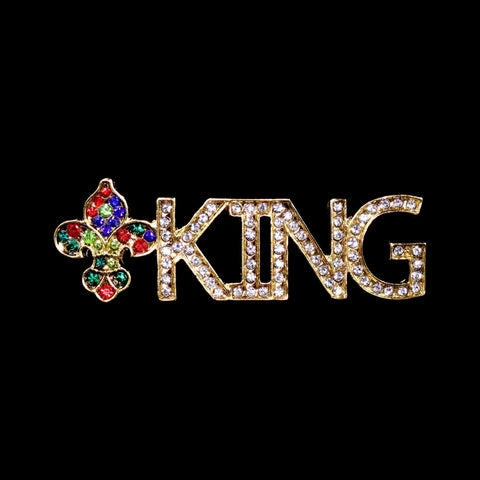 #16265MG - KING Pin - Multi Gold Men's Crowns and Scepters Rhinestone Jewelry Corporation