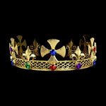 #16316MG King's Crown -  Multi Gold Men's Crowns and Scepters Rhinestone Jewelry Corporation