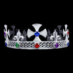 #16316MS King's Crown -  Multi Silver Men's Crowns and Scepters Rhinestone Jewelry Corporation