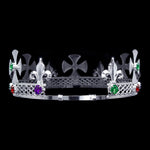 #16316MS King's Crown -  Multi Silver Men's Crowns and Scepters Rhinestone Jewelry Corporation