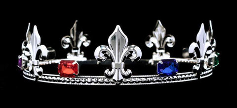 #16366MS Prince's Crown - Multi Silver Men's Crowns and Scepters Rhinestone Jewelry Corporation