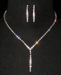 #14284 - Fine Graduated Line Drop Neck and Ear Set Necklace Sets - Low price Rhinestone Jewelry Corporation