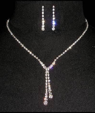 Vari White Diamante Necklace Set - Silver | Indian Jewellery Online | Asian  Jewellery UK | Bling For You