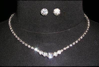 #15014 Clustered Waterdrops Neck and Ear Set Necklace Sets - Low price Rhinestone Jewelry Corporation
