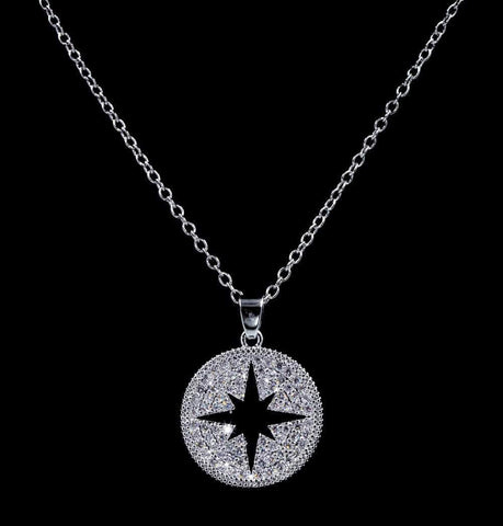 #16821 - Glittering CZ Northstar Medallion Necklace (Limited Supply)
