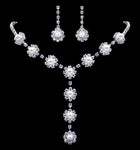#16945 - Pearl Rosette Drop Necklace Set