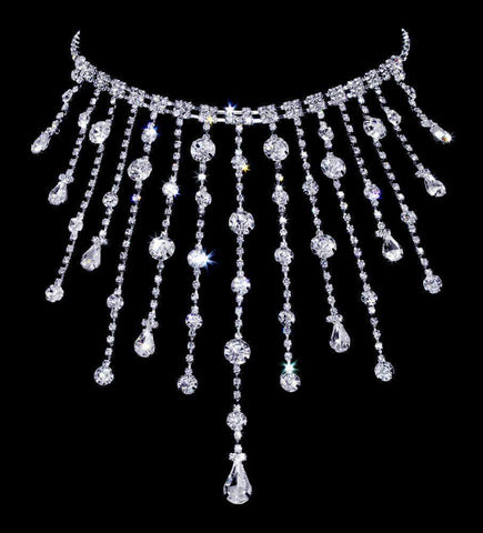 #16980 - Raindrop Choker Necklace Necklaces - Bibs Rhinestone Jewelry Corporation