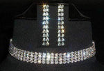 #12208 4 Row Rhinestone Choker and Earring Set Necklaces - Collars Rhinestone Jewelry Corporation