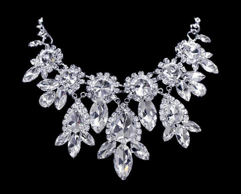 #16698 - Bouquet Statement Rhinestone Collar Necklace (Limited Supply)
