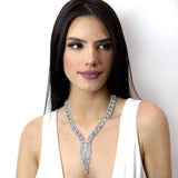 #16986 - Elegant Plunge Necklace Necklaces - Midsize Rhinestone Jewelry Corporation