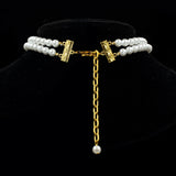 #17350 - 2 Row 6mm White Simulated Pearl Necklace-11.5"-14.5" Adjustable Gold Hook Clasp (Limited Supply) Pearl Neck & Ears Rhinestone Jewelry Corporation
