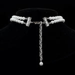 Pearl Neck & Ears #17351 - 2 Row 6mm White Simulated Pearl Necklace-11.5"-14.5" Adjustable Silver Hook Clasp (Limited Supply)