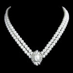 Pearl Neck & Ears #9424N - 2 Row V Line Pearl Necklace