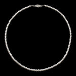 #9585-18 - 4mm Simulated White Pearl Necklace - 18" Pearl Neck & Ears Rhinestone Jewelry Corporation