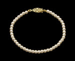 #9586-8 - 4mm Simulated Ivory Pearl Bracelet - 8" Pearl Neck & Ears Rhinestone Jewelry Corporation