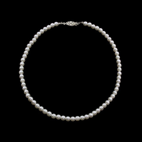 #9587-16 - 6mm Simulated White Pearl Necklace - 16"