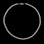 #9587-18 - 6mm Simulated White Pearl Necklace - 18" Pearl Neck & Ears Rhinestone Jewelry Corporation