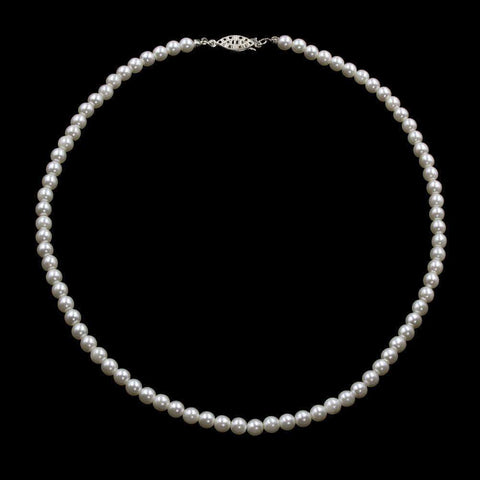 #9587-18 - 6mm Simulated White Pearl Necklace - 18"