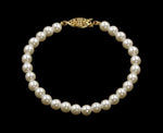 #9588-725 - 6mm Simulated Ivory Pearl Bracelet - 7.25" Pearl Neck & Ears Rhinestone Jewelry Corporation